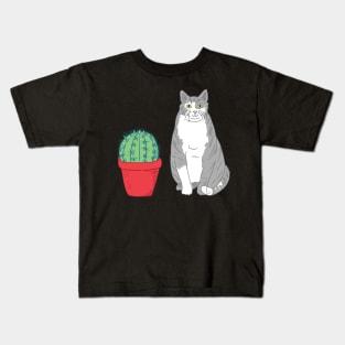 Silly Tabby With Cactus Kids T-Shirt